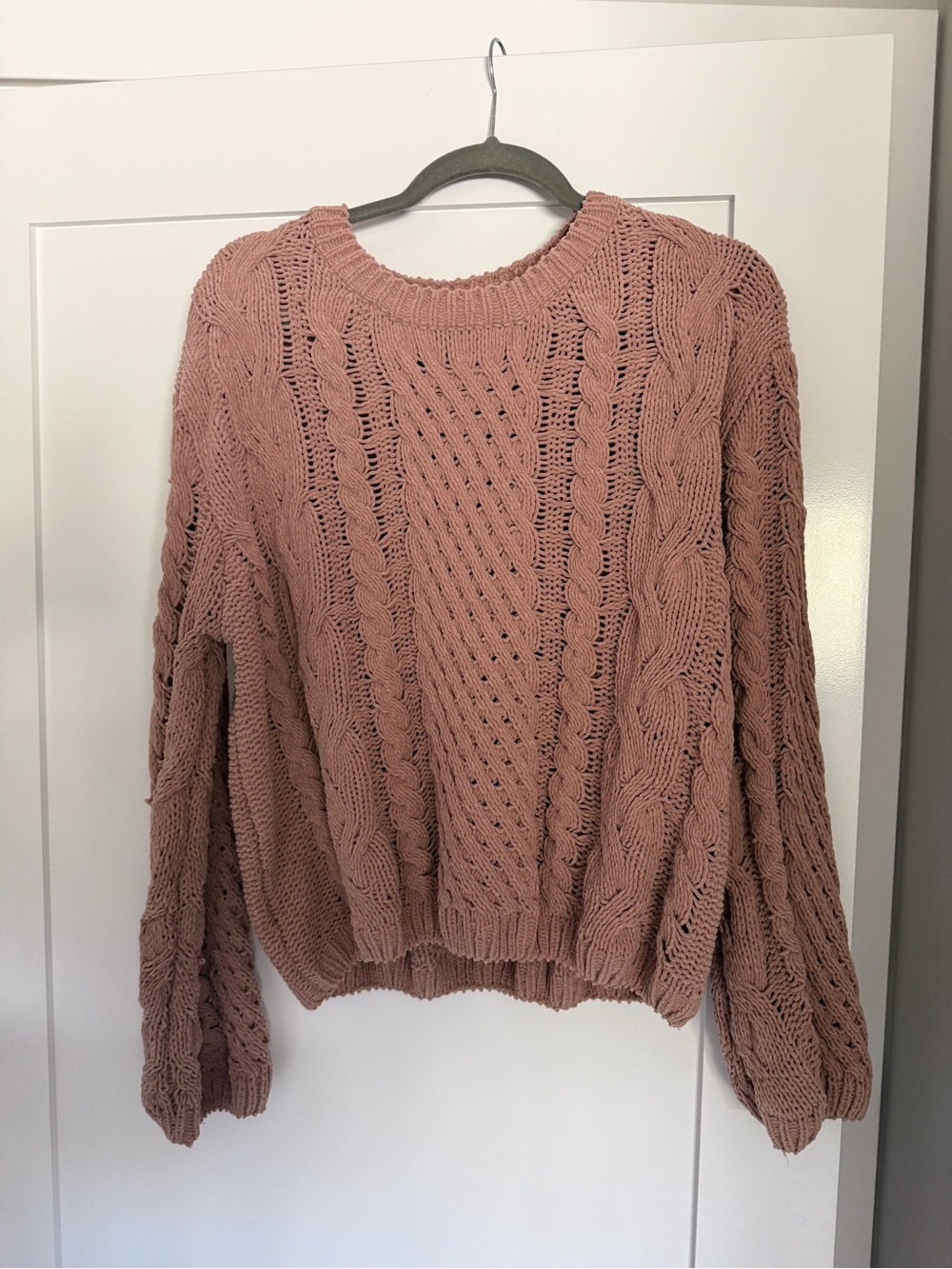 Lumiere Rose Cable Knit Crewneck Sweater - Picture 1 of 9
